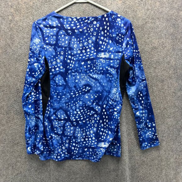 Reel Legends Shirt Womens Small Blue Abstract Print Long Sleeve Reel-Tec Jersey - Picture 2 of 10